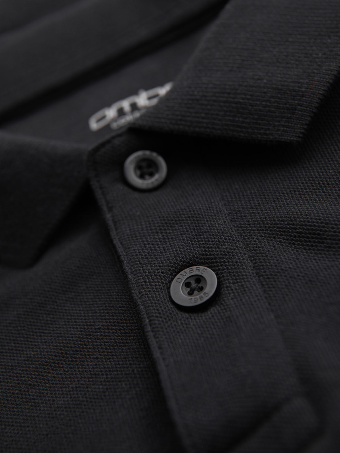 BASIC men's polo collar longsleeve - black V2 OM-POBL-0114