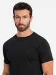Men's SLIM FIT T-shirt with elastane and print - black V1 OM-TSBC-0222 