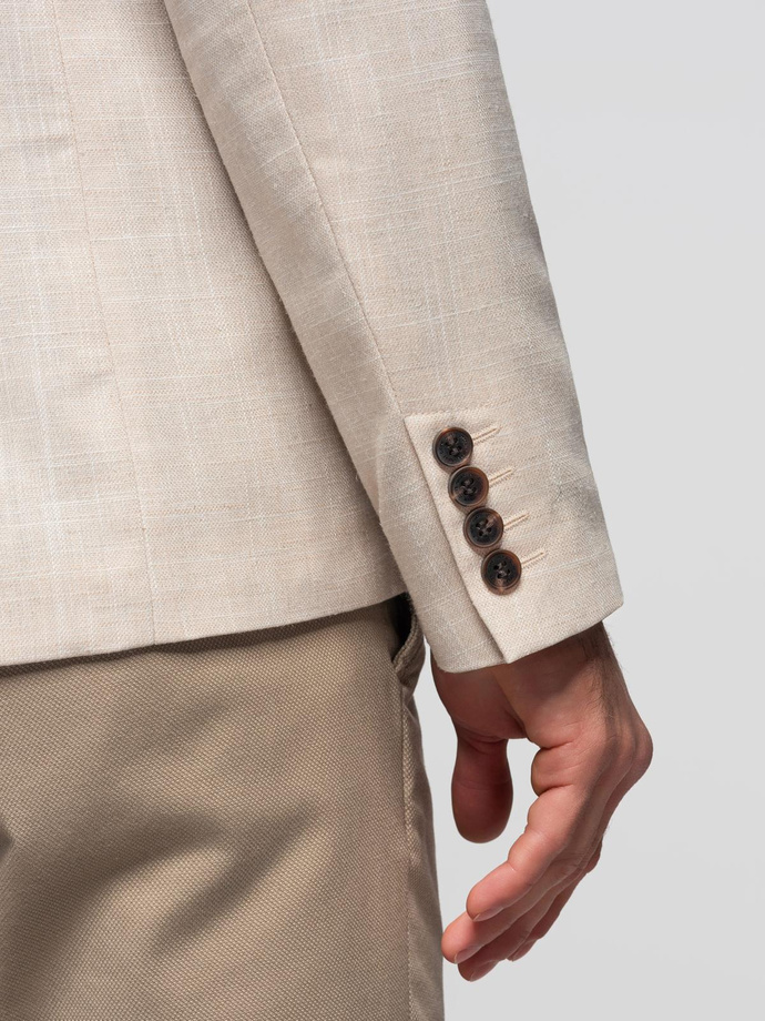 Blazer bărbătesc cu croială REGULAR cu in - crem V1 OM-BLZB-0128