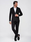 Men's SLIM knit jacket with subtle texture - black V2 OM-BLZB-0101