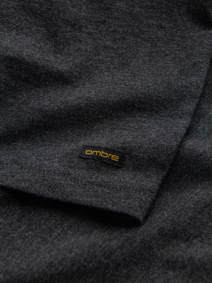 Pánské tričko s otevřeným kulatým výstřihem henley - černé V4 OM-TSCT-0155