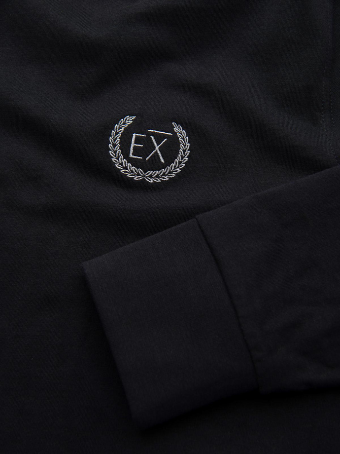 Polo bărbătesc structurat cu mânecă lungă și patch-uri - maro V4 OM-POLS-0131