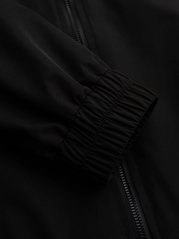 Men's jacket with hood and high collar - black V1 OM-JANP-0222