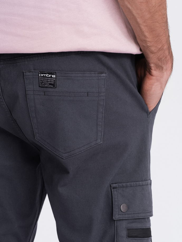 Men's JOGGER pants with zippered cargo pockets - graphite V3 OM-PAJO-0125
