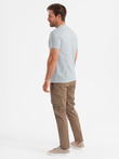 Men's cotton t-shirt with pocket print - light grey V10 OM-TSPT-0154