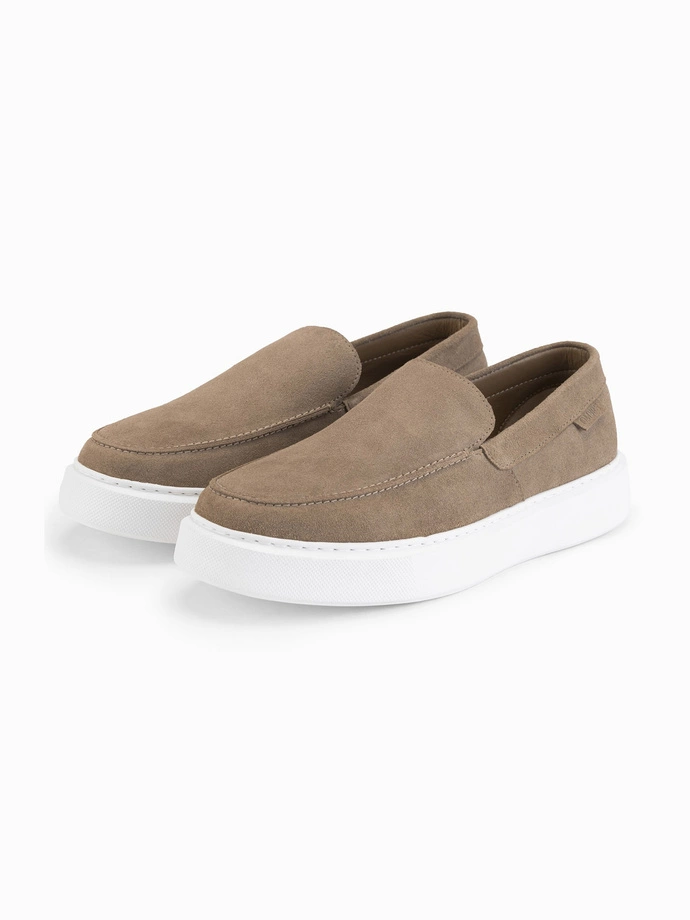 Men's slip on half shoes on thick sole - dark beige V1 OM-FOCS-0152