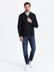 Men's unbuttoned sweatshirt with stand-up collar - black V5 OM-SSZP-22FW-005