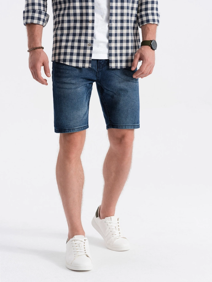 Men's denim short shorts - dark blue V3 OM-SRDS-0113