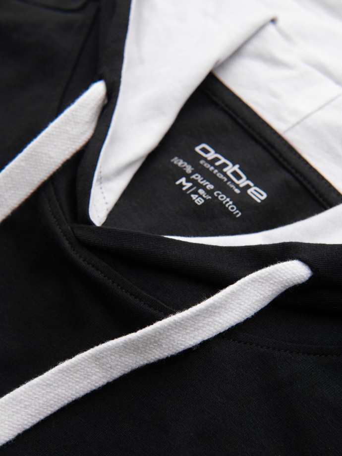 Pánské bavlněné tričko s kapucí - černé V9 OM-TSCT-0256