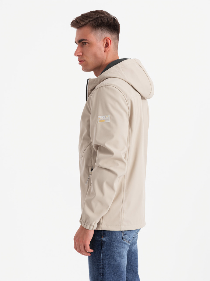 Men's SOFTSHELL jacket with fleece center - sand V4 OM-JANP-0137