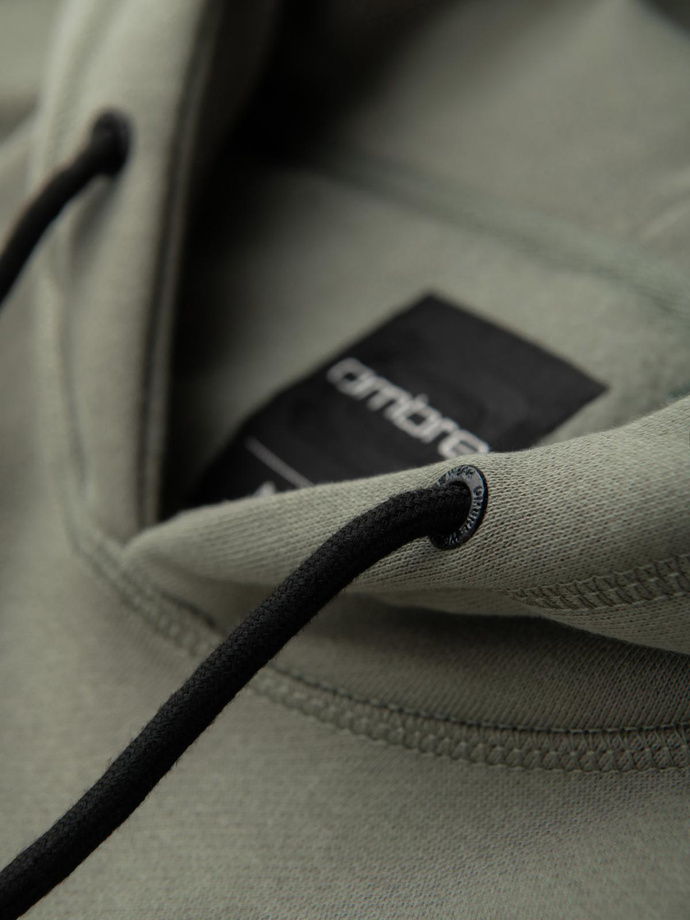 Hanorac kangaroo pentru bărbați cu broderie și glugă - kaki V3 OM-SSNZ-0241