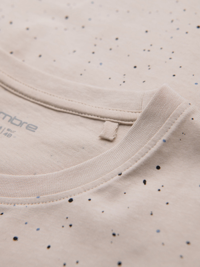 Tricou din bumbac imprimat cu decolteu rotund - negru V2 OM-TSFP-0225