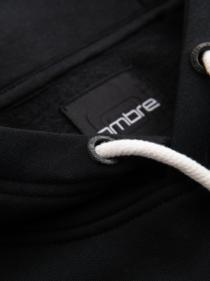 Pánská mikina s kapucí a grafikou - černá V3 B1714