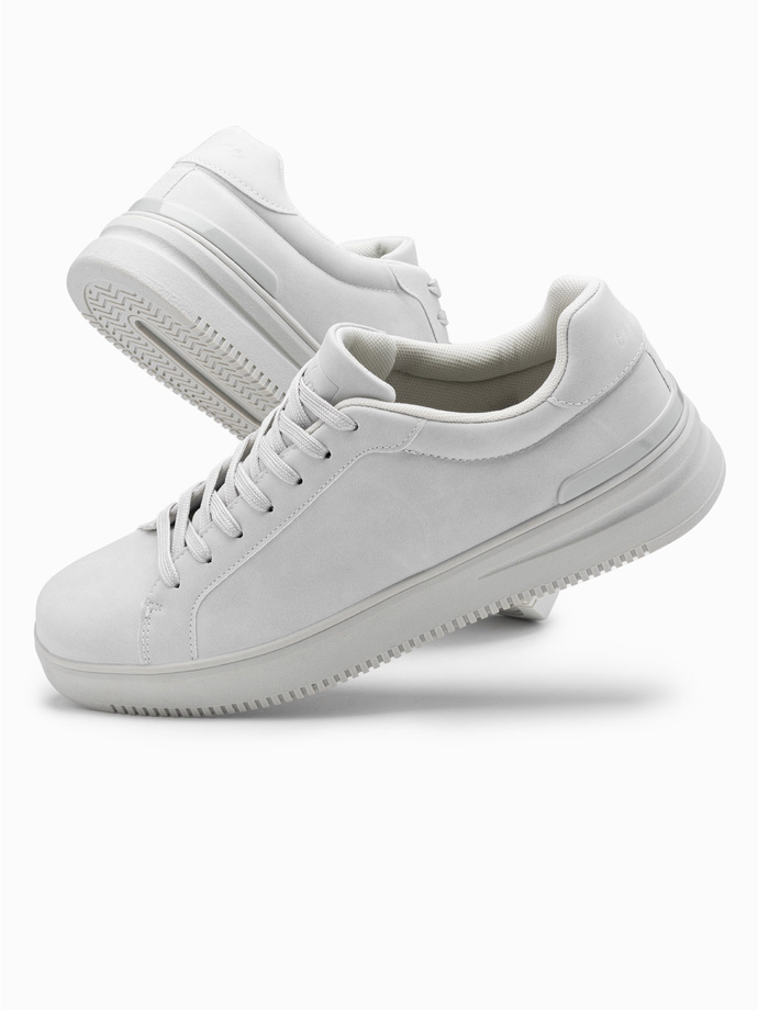 Pantofi casual uniformă pentru bărbați din nubuc eco - gri deschis V2 OM-FOCS-0151