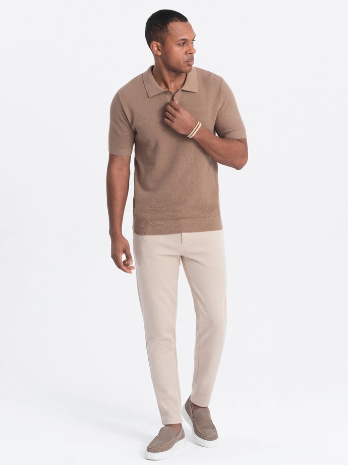 CARROT men's pants in structured two-tone knit - beige V2 OM-PACP-0168