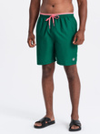 Men's two-tone ribbed swim shorts - dark green V3 OM-SRBS-0141