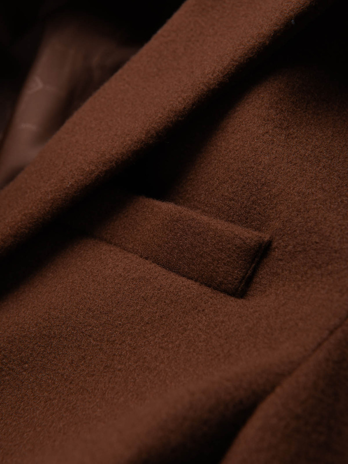 Šokolado rudos spalvos vyriška striukė su dekoratyvinėmis sagomis ant rankogalių V1 OM-BLZB-0118