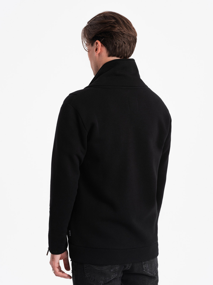 Unbuttoned men's sweatshirt with stand-up collar LONDON - black B1362