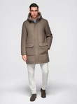 Men's parka coat with wool and hood - khaki V2 OM-COWC-0132