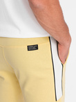 Men's sweat shorts with piping - yellow V1 W359
