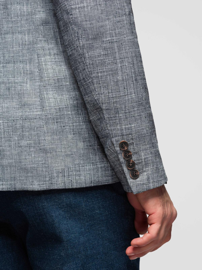 Men's REGULAR cut jacket with linen - graphite V5 OM-BLZB-0128