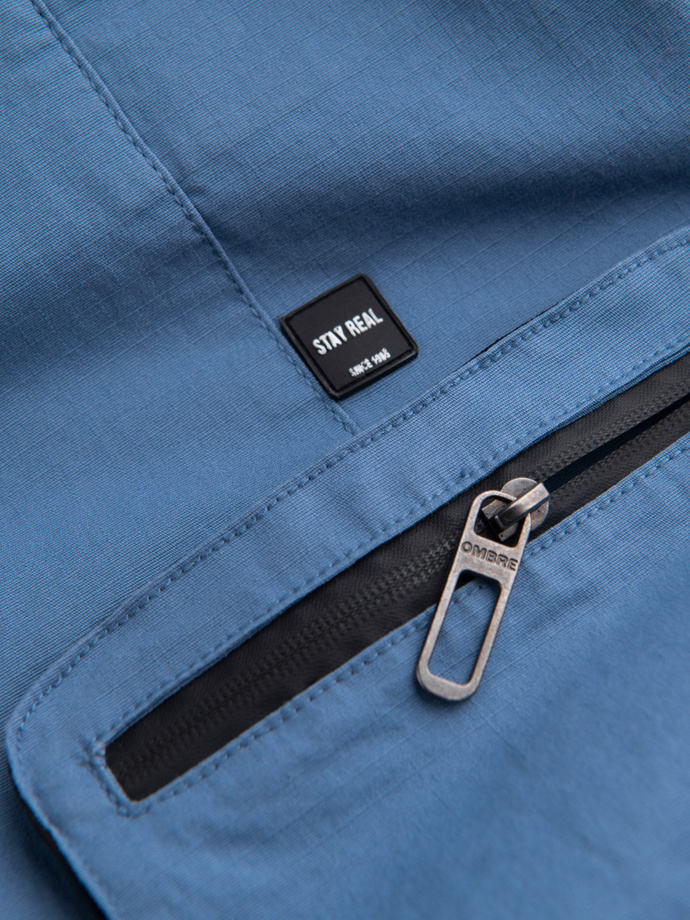 Pantaloni JOGGER pentru bărbați cu buzunare cargo cu fermoar și fermoar - albastru V7 OM-PAJO-0135