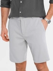 Vyriški SLIM FIT struktūrizuoti trikotažiniai šortai - šviesiai pilki V4 OM-SRCS-0169