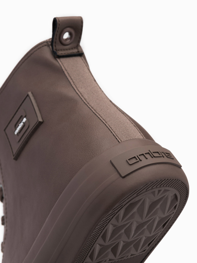 Adidași bărbătești cu vârf înalt și deget decorativ - maro V4 OM-FOTH-0157