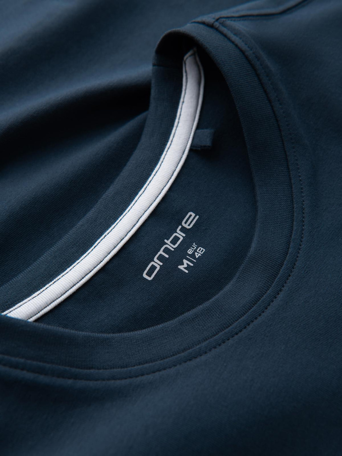 Pánské tričko SLIM FIT s kulatým výstřihem a logem - tmavě modré V2 OM-TSCT-0220 