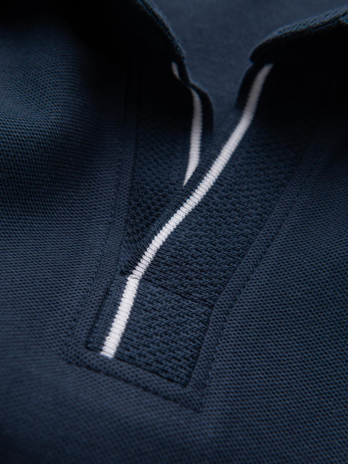 Pánská polokošile z piké úpletu bez knoflíků - tmavě modrá V3 OM-POSS-0110