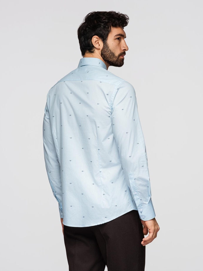 Vyriški klasikiniai medvilniniai SLIM FIT marškiniai su mikro raštu - balti V1 K696