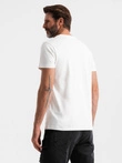 Tricou bărbătesc din bumbac cu logo dublu imprimat - alb V1 OM-TSPT-0211