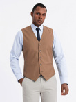 Men's suit vest without lapels - caramel V1 OM-BLZV-0112