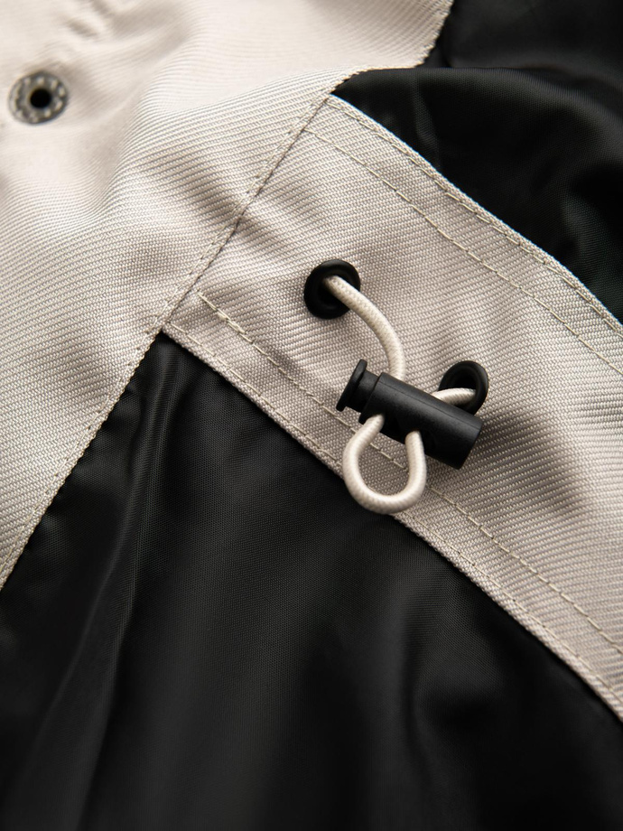 Pánska dlhá teplá bunda s kapucňou - béžová V5 OM-JALJ-0182