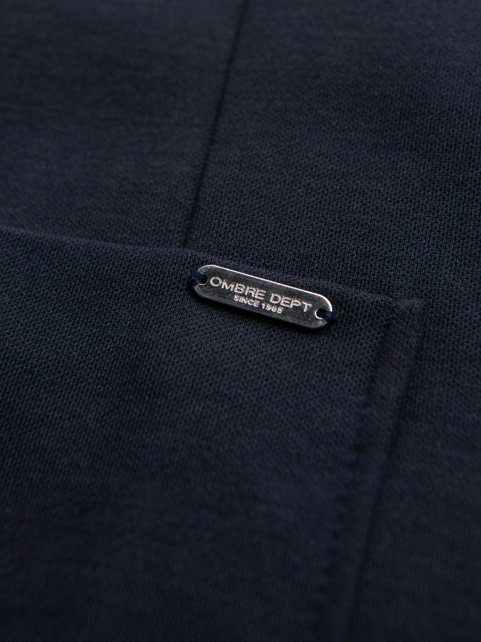 Men's SLIM knit jacket with subtle texture - navy blue V3 OM-BLZB-0101