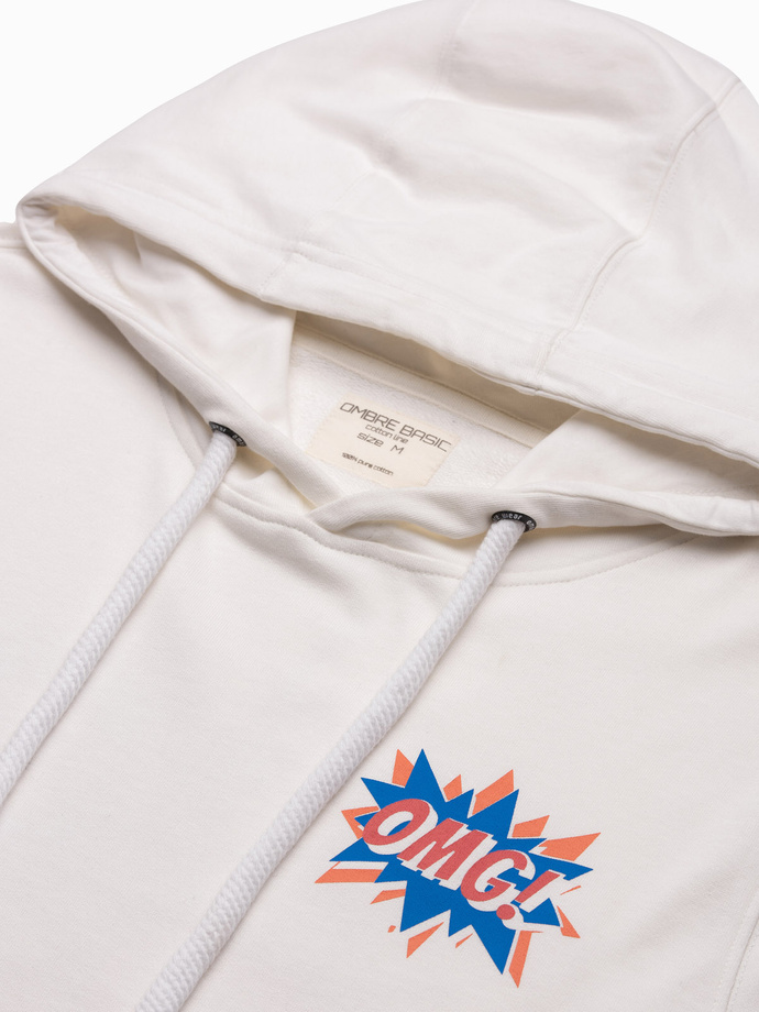 Men's hooded sweatshirt - ecru B1357