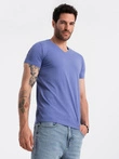 BASIC men's cotton classic tee with v-neck - purple V12 OM-TSBS-0145