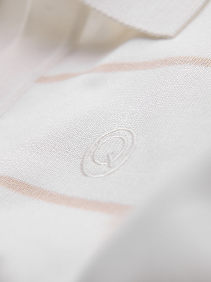 Tricou polo pentru bărbați cu guler cu fermoar - alb V1 OM-POSS-0132 
