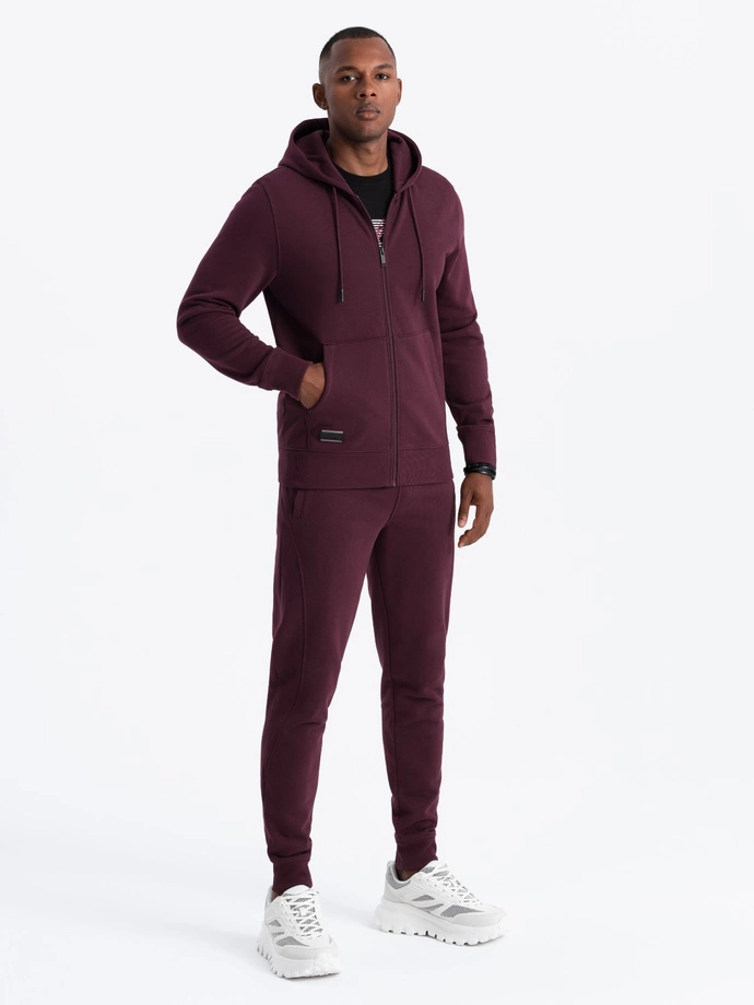 Men's BASIC sweatshirt set unbuttoned sweatshirt + joggers - maroon V3 Z86