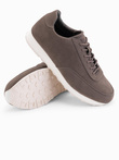 Men's eco leather sports sneaker shoes with suede finish - dark brown V2 OM-FOCS-0161