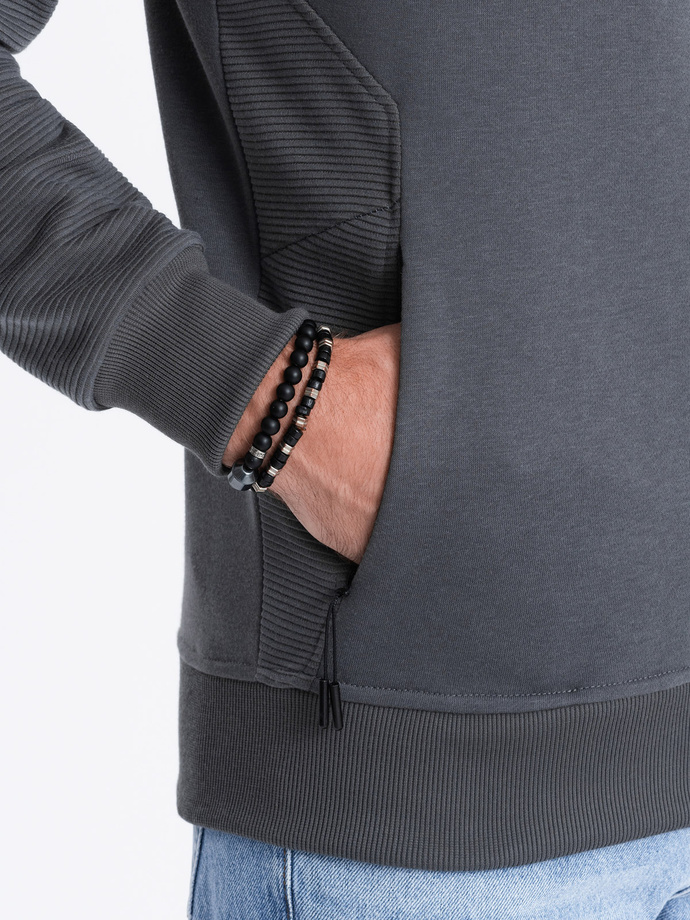 Pánska mikina na zips s kapucňou - graphite V2 OM-SSZP-0124