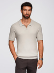 Men's buttonless polo shirt with open collar - light grey V3 OM-POSS-0160