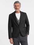 Stylish men's jacquard blazer with delicate stripes - graphite V1 OM-BLZB-0113