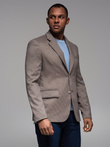 Men's casual blazer in delicate check - brown V1 OM-BLZB-0116