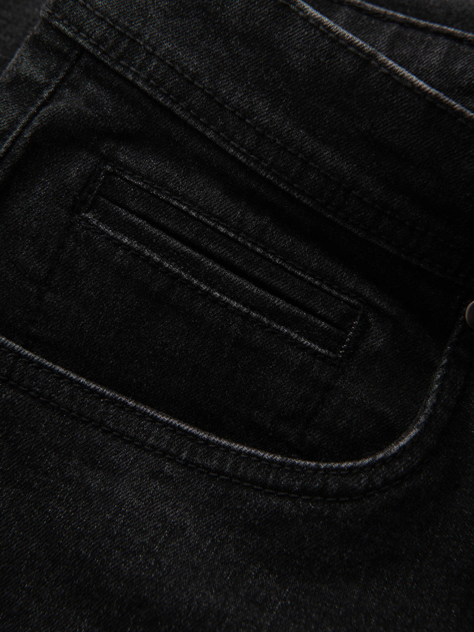 Pantaloni scurți bărbătești din denim cu picioare răsucite - negru V4 OM-SRDS-0134