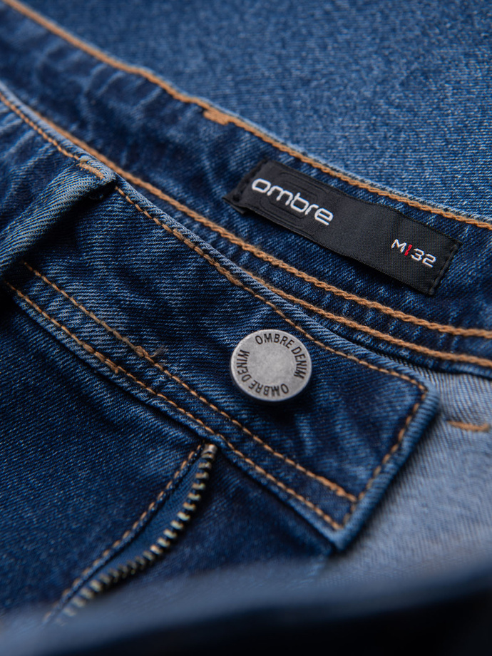 Pánské džínové šortky klasického střihu - tmavě modré V3 OM-SRDS-0171