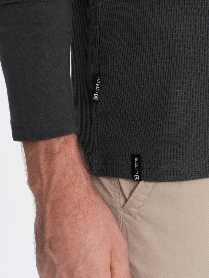 Men's longsleeve with "waffle" texture - graphite V5 OM-LSCL-0109