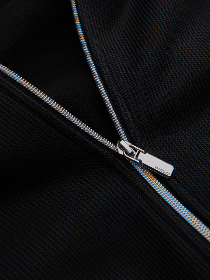 Men's jacket with high collar and fleece interior - black V1 OM-JANP-0154