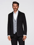 Men's SLIM knit jacket with subtle texture - black V2 OM-BLZB-0101