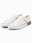 Classic men's sneakers with rivets - white V3 OM-FOTL-0147